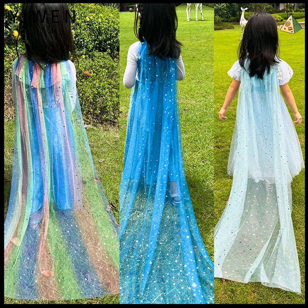 YIWEN Đồ trang trí sequin Áo choàng công chúa cho bé gái Dễ thương Lưới Áo choàng đầm thanh lịch  Ngọt ngào Áo choàng trang phục trẻ em Tiệc lễ hội