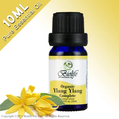 Biolife Organic Ylang Ylang, 100% Pure Aromatherapy Natural Organic Essential Oil, 10ml Bottle, suitable use for Diffuser, Humidifier, Massage, Skin Care