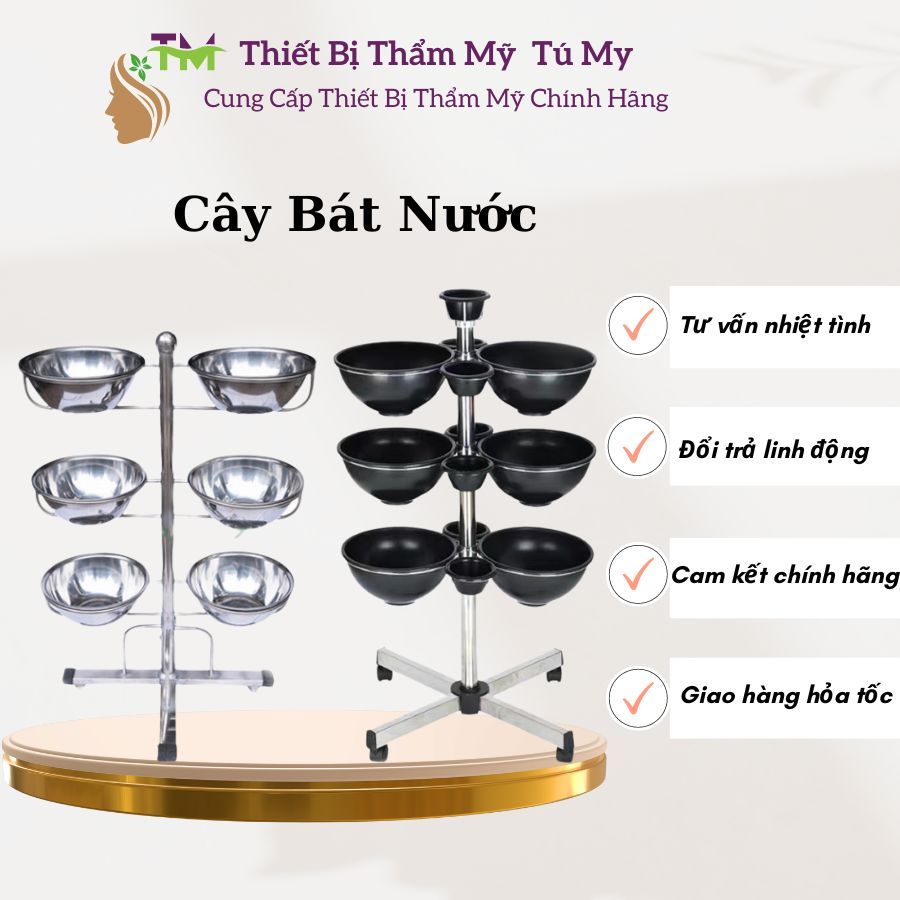 Cây bát nước inox, cây bát nước nhựa đen chuyên dùng cho spa thẩm mỹ viện