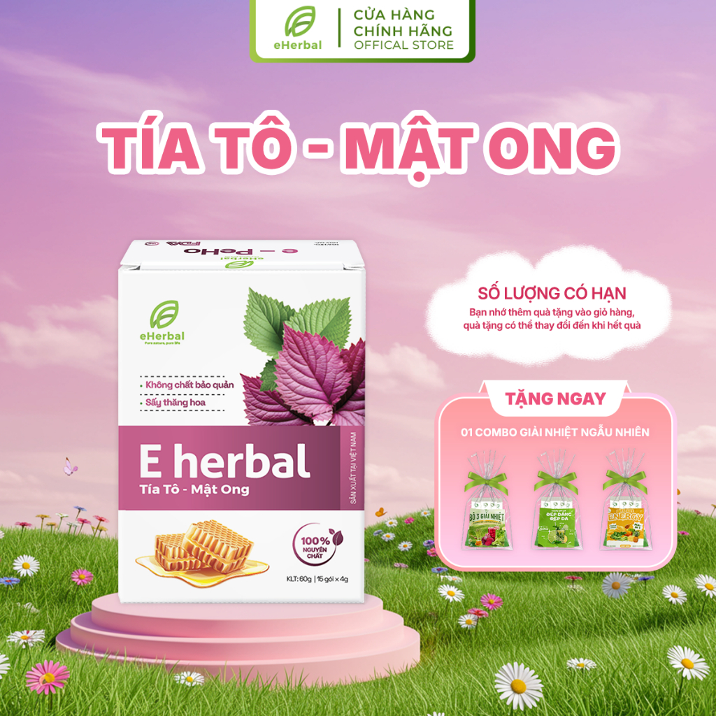 Bột Tía Tô Mật Ong Eherbal (Hộp 60g | 15 gói x 4g)
