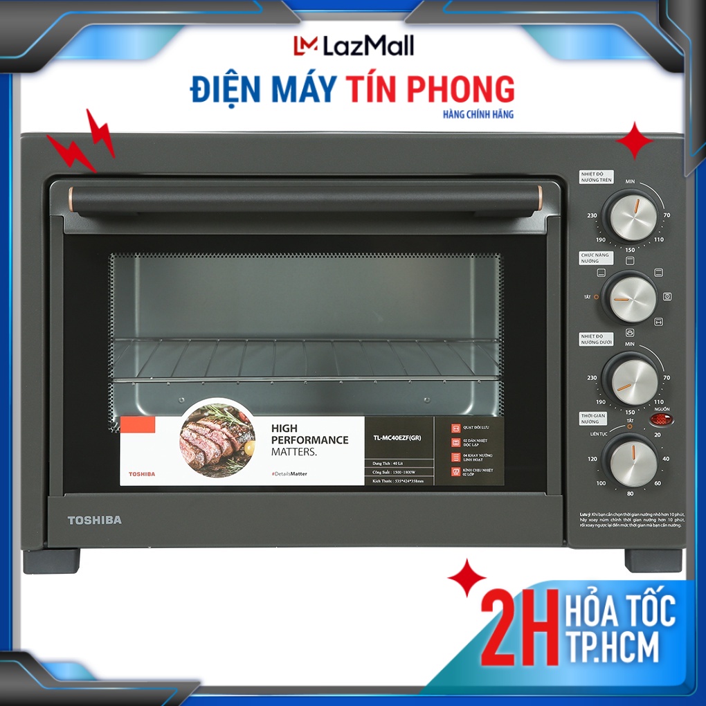Lò Nướng Toshiba TL-MC40EZF(GR) - Dung tích 40L - Kiểm soát nhiệt độ độc lập - Bảo hành 12 tháng