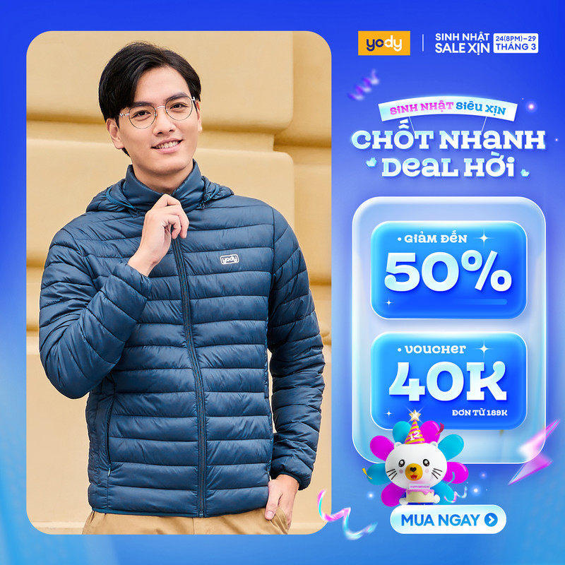 Áo Phao Nhẹ Nam YODY 3S Có Mũ Thời Trang, Áo Khoác Nam Chần Bông Ấm Áp, Nhẹ Như Lông Vũ Cao Cấp PHM5001