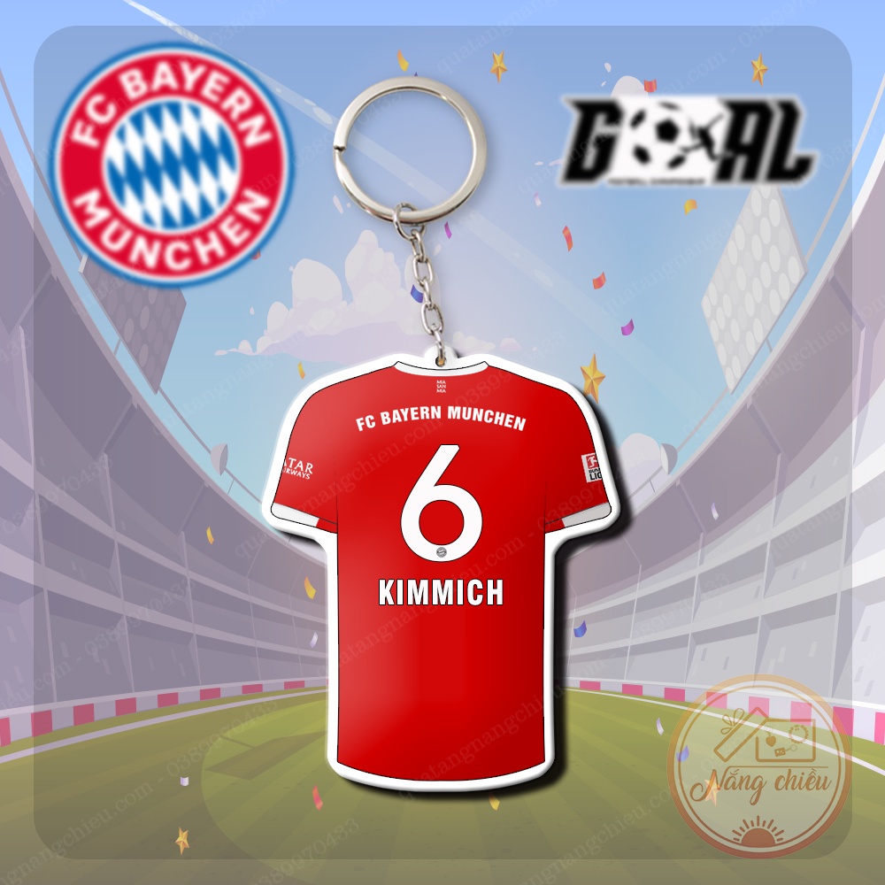 Móc Khóa Dày In Sắc Nét 2 Mặt Áo Đấu CLB Bayern Munich với các thủ Muller Neuer Daives Mane Sane