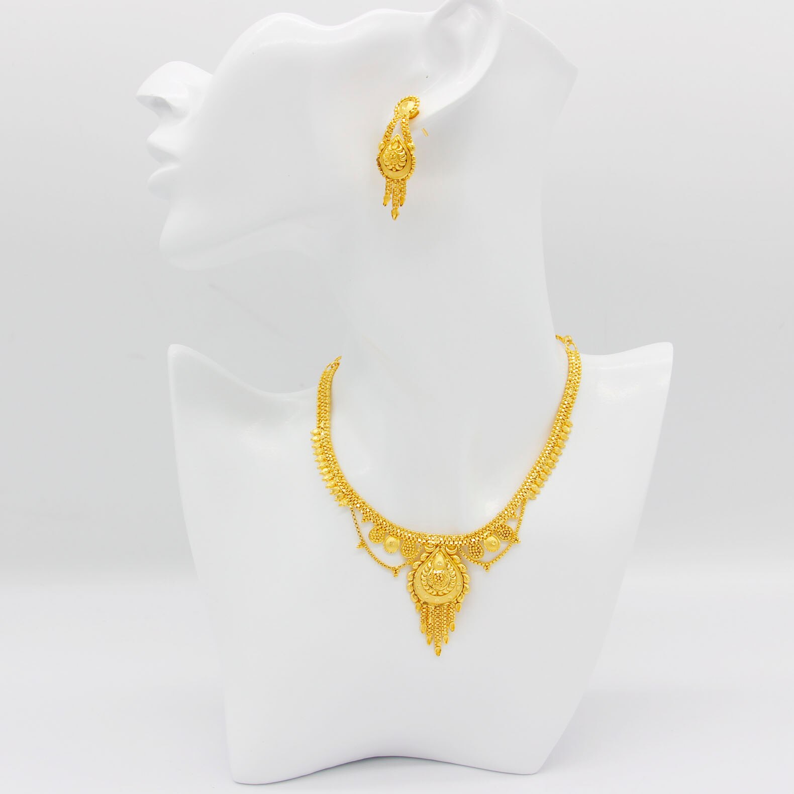 Adixyn Dubai Màu Vàng Bộ trang sức Cho Phụ Nữ 24K Bông Tai Vòng Cổ Nigeria Ma-rốc Bridal quà cưới N110812
