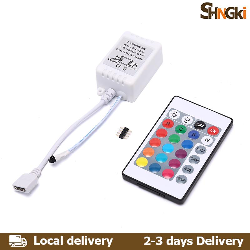 SHNGki Home💖2-3 days Delivery💖 LED RGB Controller 24 Key IR Remote DC12V Dimmer Control Box For LED Strip Light