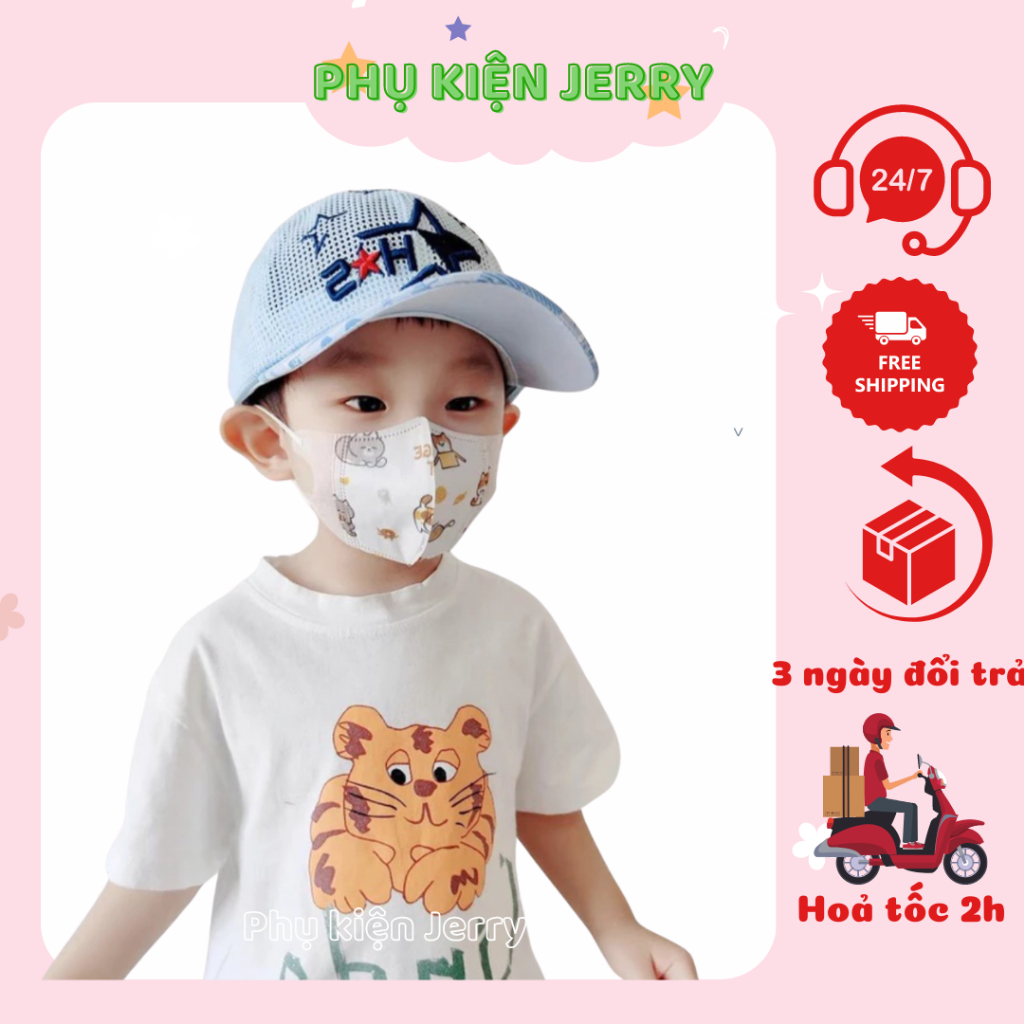 Khẩu trang cho bé trai bé gái set 10 cái họa tiết đáng yêu cho bé từ 2 -5 tuổi - Phụ kiện Jerry