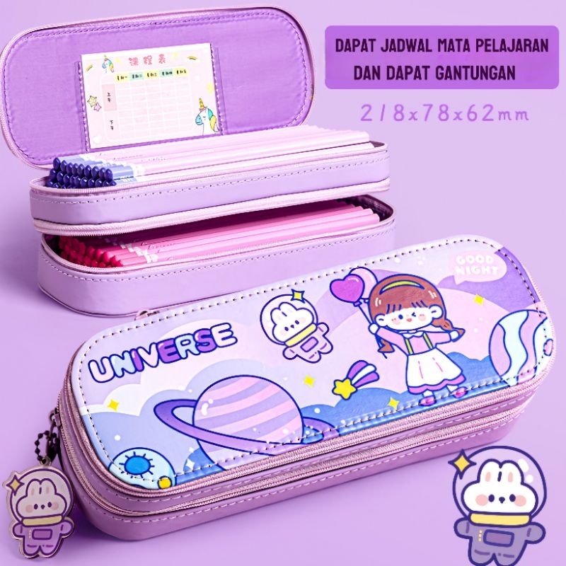 Tempat Pensil 2 Layer Motif Lucu / Kotak pensil Alat Tulis Style Korea / Pouch Pancil case waterproof