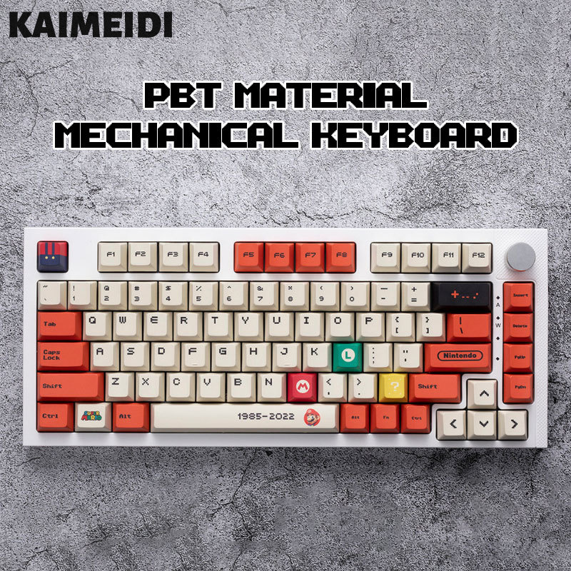 Kaimeidi Mario Keycap Phụ kiện ban đầu Chiều cao PBT Vật liệu 124 Keycap thăng hoa thích ứng Bàn Phím Cơ cap phụ kiện