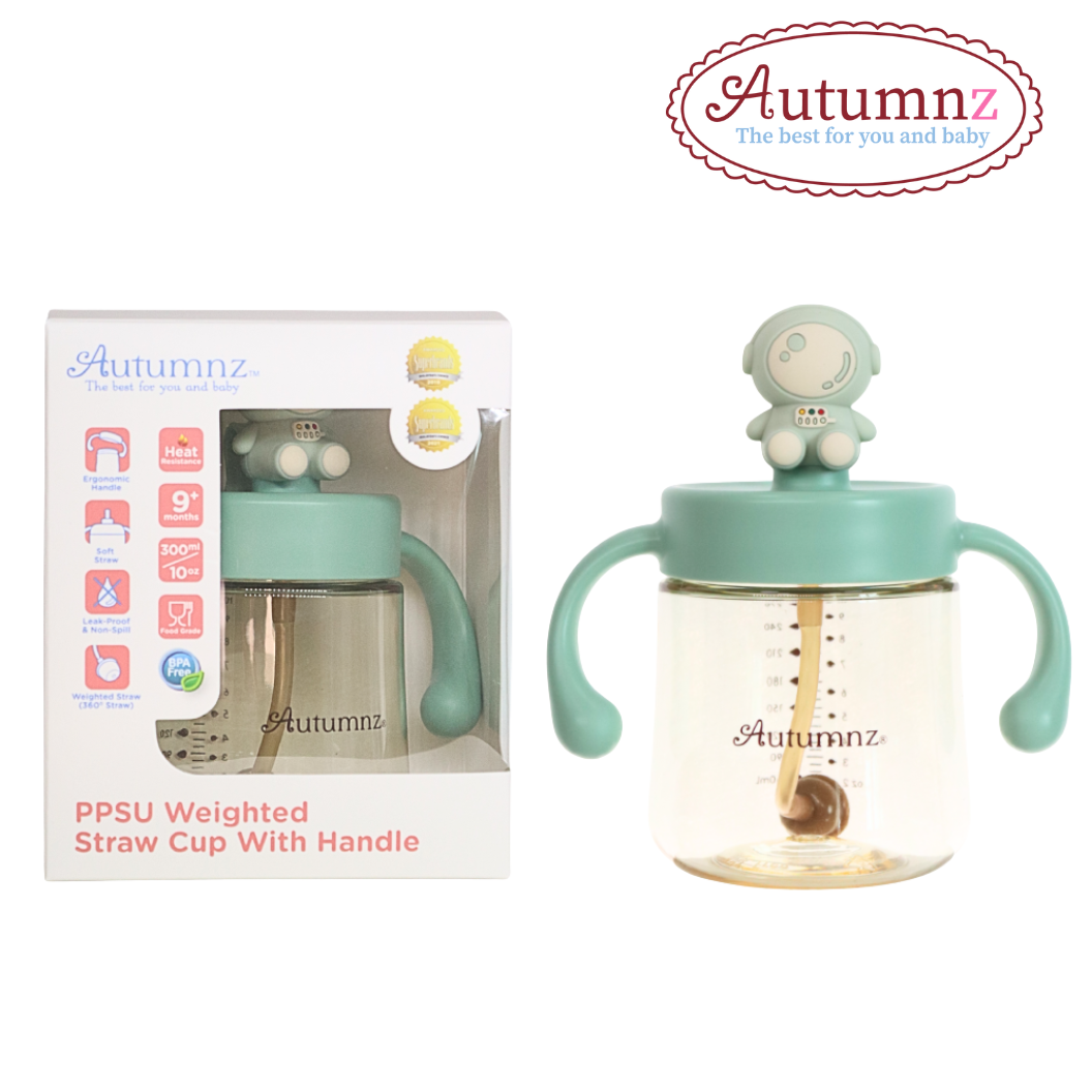 Original Autumnz PPSU Weighted Straw Cup with Handle | Baby Straw Cup 300ml/10oz (9m+)