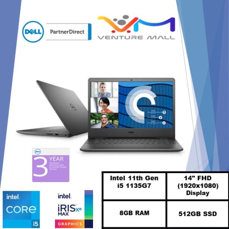 New 11th Gen (READY STOCK) New Vostro 14 3400- Intel® Core™ i5-1135G7/Windows 10 Pro/Intel® Iris® Xe Graphics/8GB RAM/512GB SSD/3yrs warranty