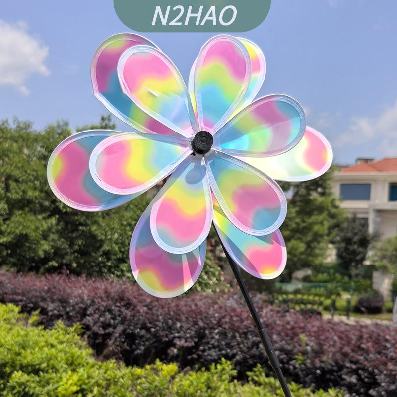 【N2Hao】 1 Piece Double-Layer Colored Film Changing Hand-Cranked Windmill, Rotating Windmill, Rotating Windmill, Rotating Windmill, Rotating Windmill, Lawn Flower Windmill. ราคา 60 บาท*ส่งฟรี