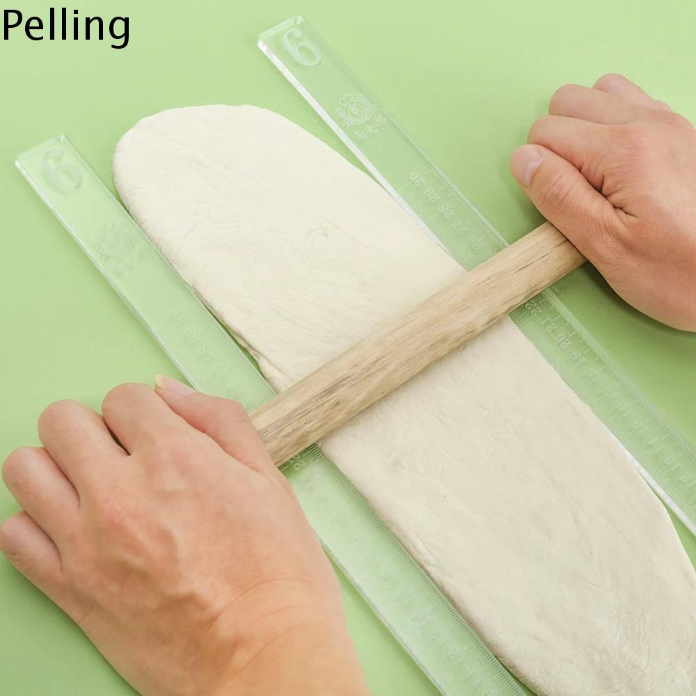 PELLING 2Pcs Acrylic Thước cân bánh quy Tranasparent Cân khắc Thanh dẫn hướng trục lăn Đồ dùng nhà bếp Độ dày Dụng cụ lăn bánh quy Bột