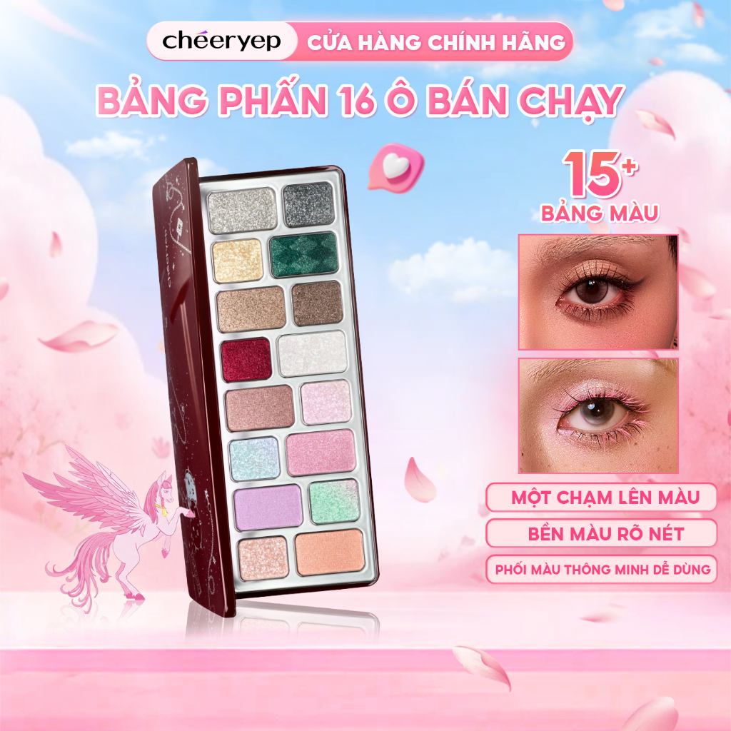 [BST Mùa Lễ Hội] Bảng Phấn Mắt CHÉERYEP 16 Ô Wishes Starlight Nhũ Lấp Lánh Trang Điểm Lên Màu Chuẩn