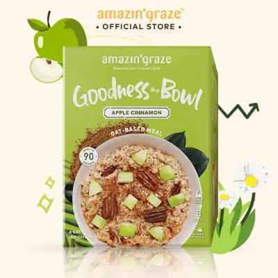 Amazin' Graze Apple Cinnamon Goodness Bowl (Instant Oatmeal) (6 x 40g) - Halal Certified