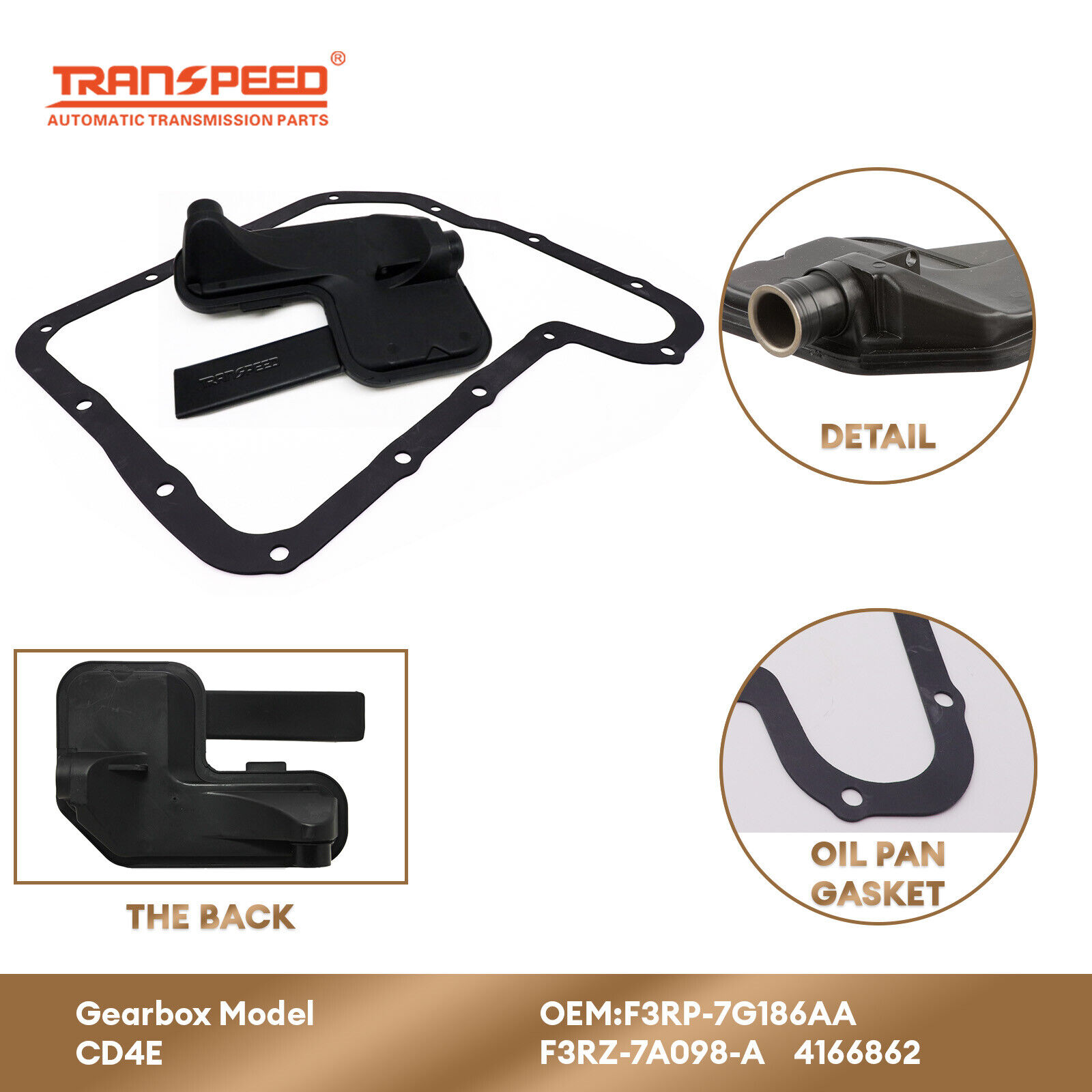 TRANSPEED CD4E 4SP Auto Transmission Oil Filter F3RP7G186AA F3RZ7A098A 4166862 & Oil Pan Gasket for Ford Contour Escape for Mazda Tribute Mercury ราคา 1,337 บาท*ส่งฟรี