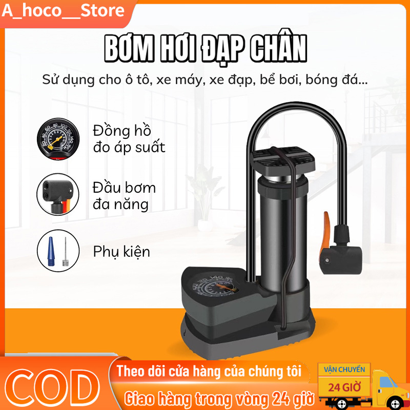 Bơm xe máy xe đạp nhỏ gọn đầu van đa năng Bơm Xe Đạp Áp Suất Cao