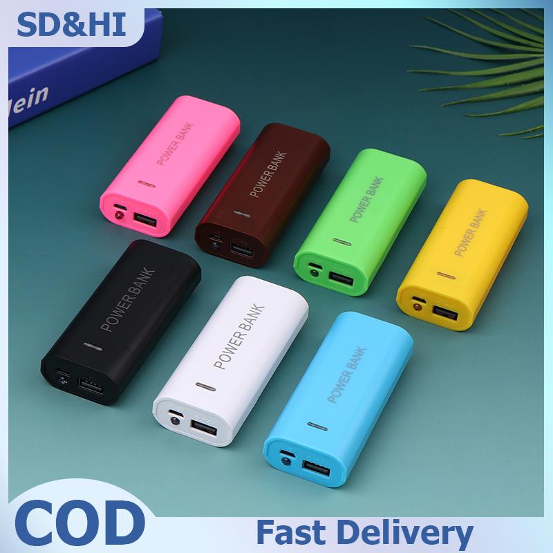 SD&HI เคสพาวเวอร์แบงค์แบบพกพากล่องแบตเตอรี่18650 2ก้อนสำหรับสมาร์ทโฟนชาร์จ5V 1A สำหรับแบตเตอรี่18650พร้อมไฟแสดงสถานะ ราคา 53 บาท*ส่งฟรี