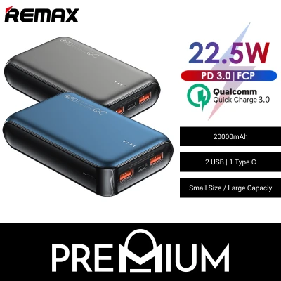 REMAX RPP-161 Blade Series PD + QC 22.5W 20000mAh Power Bank Portable Charger PowerBank 20000 mAh Charging Compatible with Xiaomi Samsung iPhone Huawei