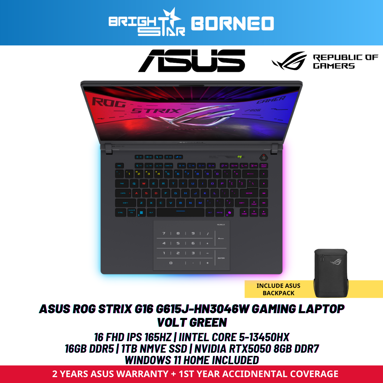ASUS ROG STRIX G16 G615J-HN3046W Gaming Laptop - 16" FHD
