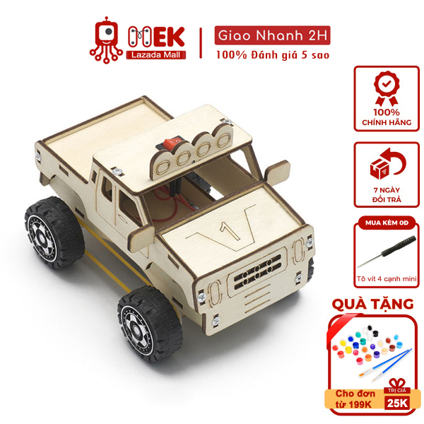Đồ chơi trẻ em MEKVN bộ lắp ráp mô hình xe địa hình dẫn động 4 bánh C-40 bằng gỗ phát triển trí tuệ sáng tạo thông minh thí nghiệm khoa học kĩ thuật theo phương pháp giáo dục STEM cho bé trai bé gái tự làm thủ công
