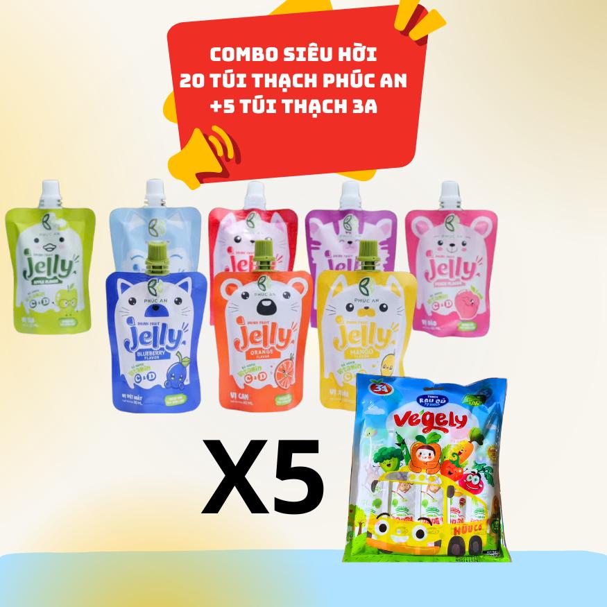 COMBO SIÊU HỜI- 20 túi thạch trái cây mix vị + 5 gói thạch frau củ 3A_312g) tiết kiệm cho cả nhà