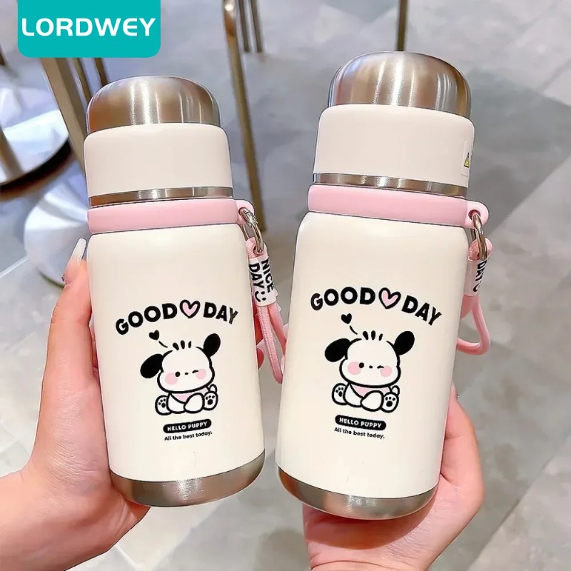LORDWEY Thermos Cup Convenient Rope Straight Drinking Cup Simple Cute Puppy Office Home Cup Comes with Pour Cup Lid Drinking Cup ราคา 313 บาท*ส่งฟรี