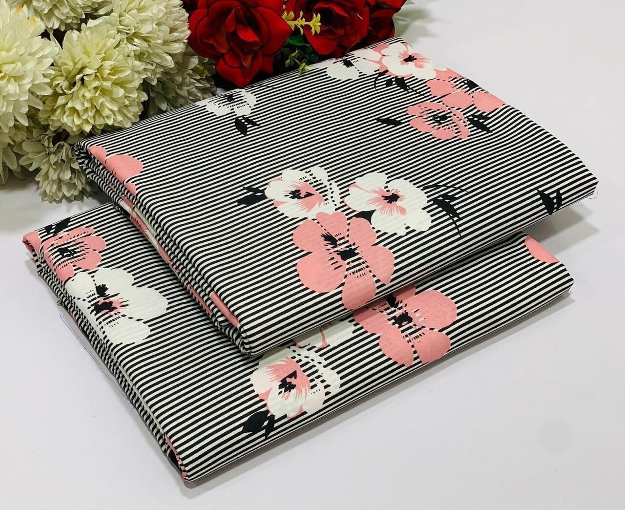 Fashion Digital Print 2 Piece Suit For Women Summer Cotton Fabric Casual Printed Style Multi Color