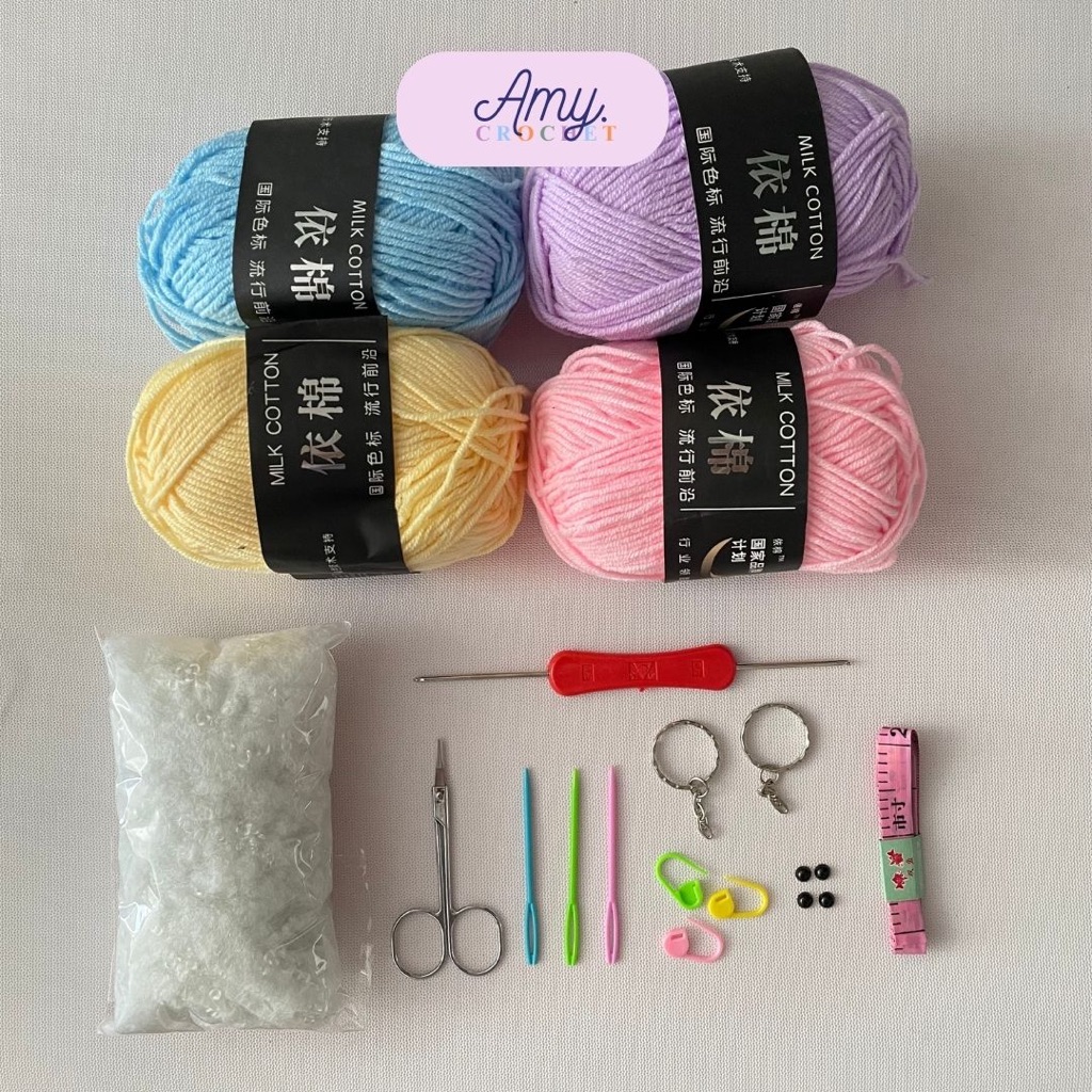 Set 09 món nguyên liệu móc len cơ bản combo móc len cho người mới bắt đầu