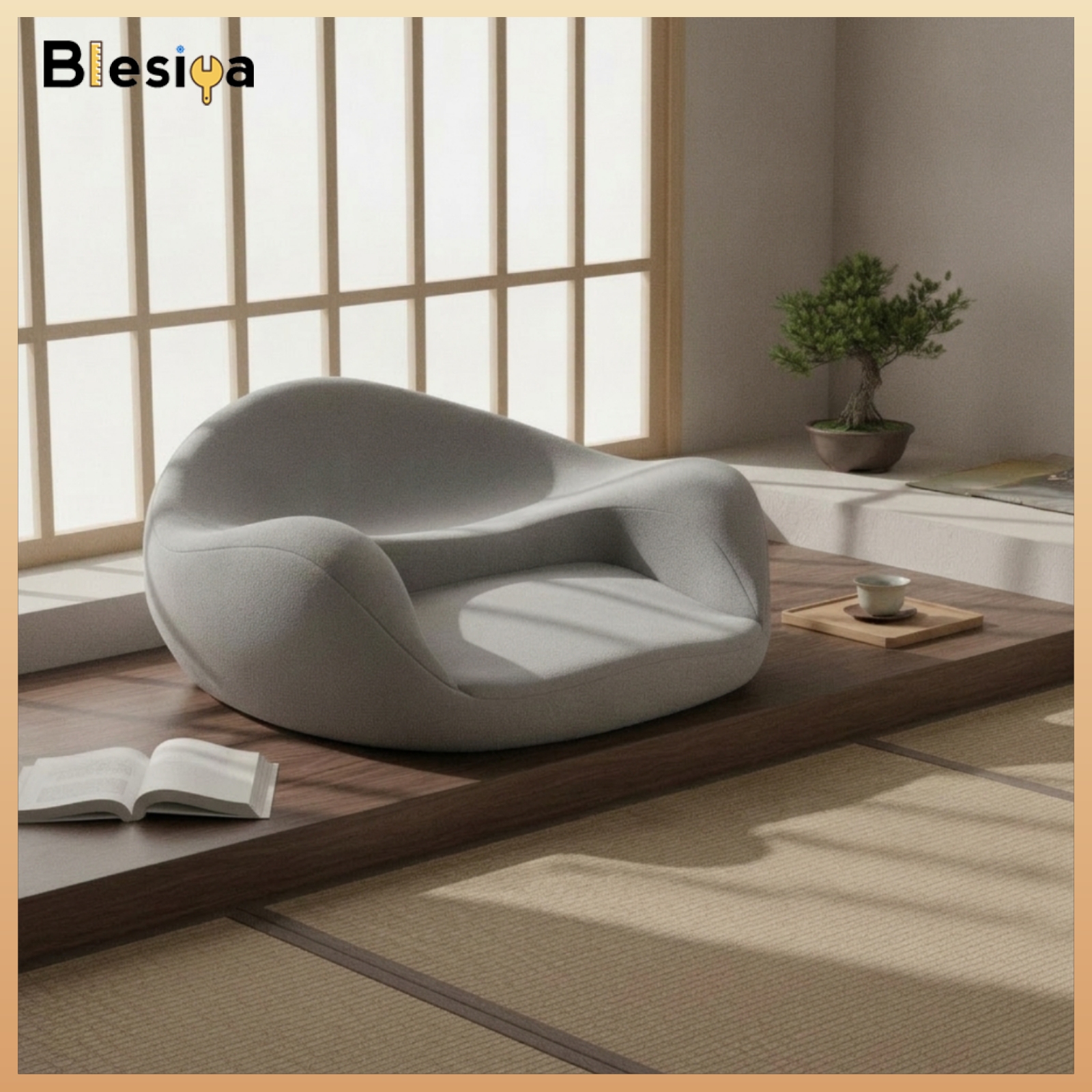 Blesiya Contoured Meditation Cushion Padded Light Gray Enveloping Meditation Cushion for Kneeling ราคา 2,696 บาท*ส่งฟรี