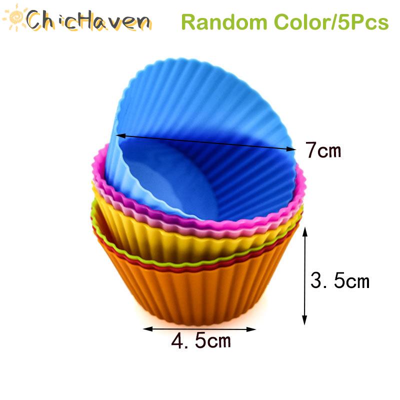 ChicHaven 5 cái Khuôn Silicone KHUÔN CUPCAKE bánh muffin nướng bánh KHUÔN CUPCAKE Silicone tái sử dụ