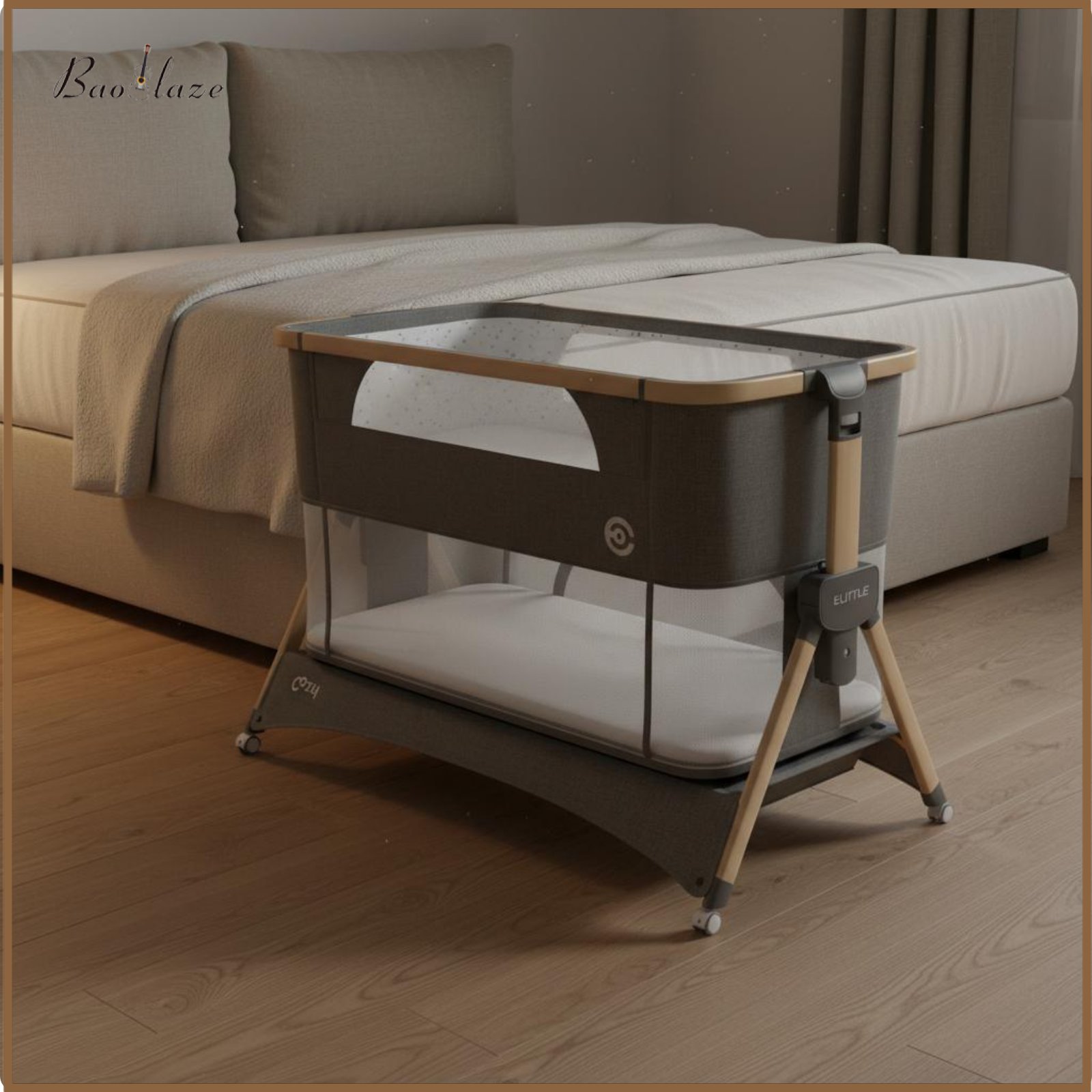 Baoblaze Easy to Fold Foldable Crib Multifunctional Adjustable Crib Effortless Rolling Wheels Baby Bassinet Storage Basket for Newborns ราคา 38,086 บาท*ส่งฟรี