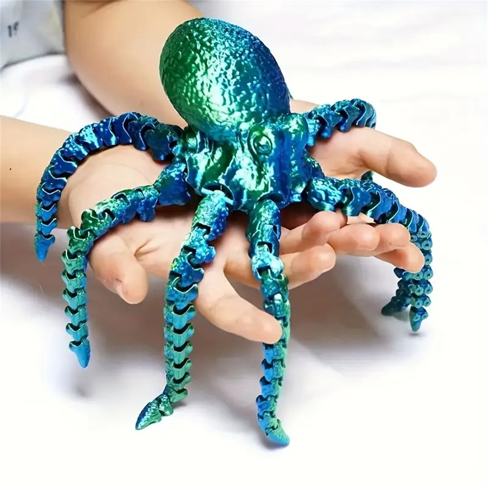 27CM 3D Printed Octopus Figurine with Flexible Joints For Home Office Desk Decor Ocean Animal Table Ornament Ideal Gift Toy