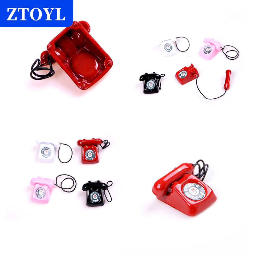 [COD] ZTOYL โทรศัพท์บ้านตุ๊กตาของตกแต่งบ้านตุ๊กตาโทรศัพท์สไตล์โบราณของ1:12 ราคา 32 บาท*ส่งฟรี