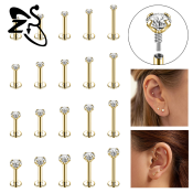 Gold Crystal Conch Helix Earring - 16G/18G Stud