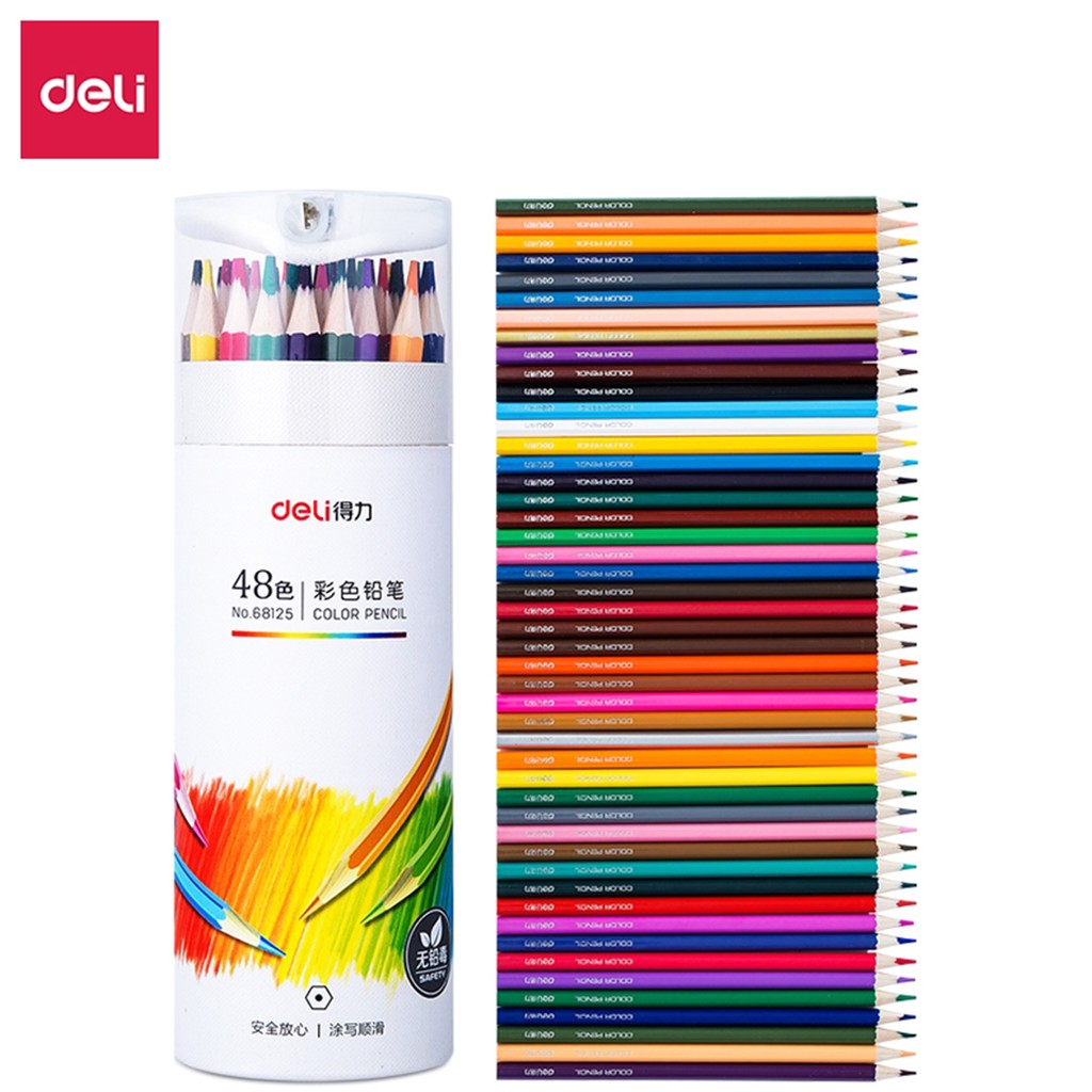 Bút Chì Màu Chuyên Nghiệp Dạng Cốc Deli - Gốc Dầu/ Gốc Nước - 24/36/48 Màu - Tô Màu Vẽ Tranh Phác Thảo Học Sinh Thiết Kế