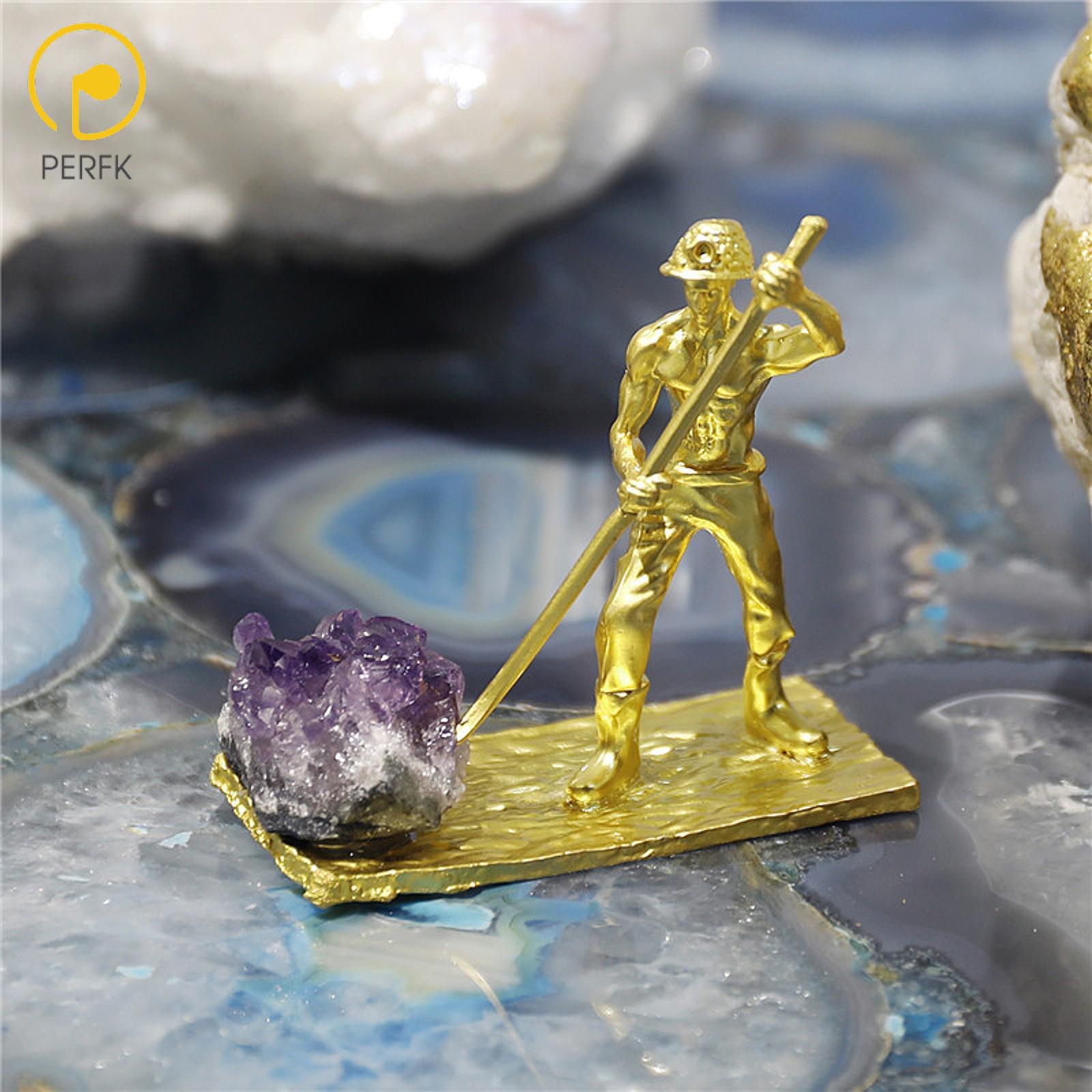 Perfk Miner Statue Metal Figurine Gift Decoration with Stable Base Crafts Ornament for Housewarming Indoor Hallway Office Bedroom ราคา 198 บาท*ส่งฟรี