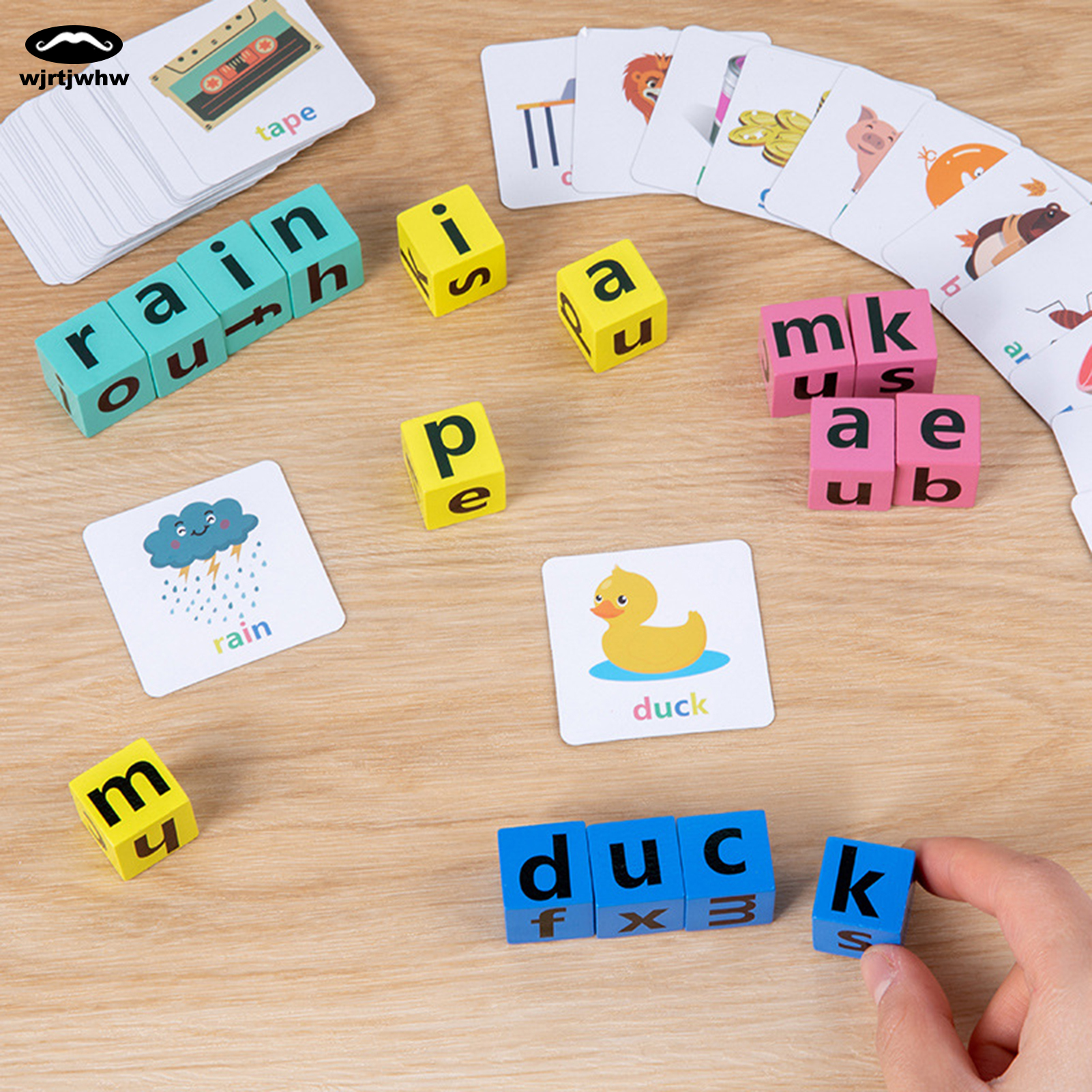Wooden Alphabet Flash Cards Matching Sight Words Toys Funny Montessori