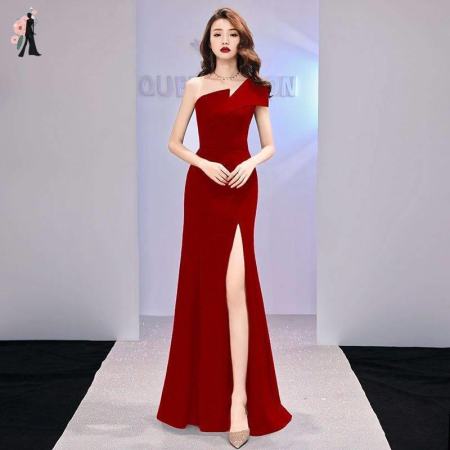 Elegant One-Shoulder Evening Gown for Women - OEM