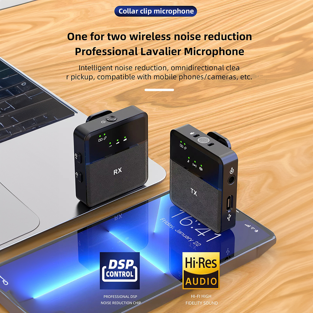 Có thể đeo mini không dây Micro dây chuyền khử tiếng ồn âm thanh độ trung thực cao chuyên nghiệp Micro cài ve áo xách tay mặc Microphone PC điện thoại di động