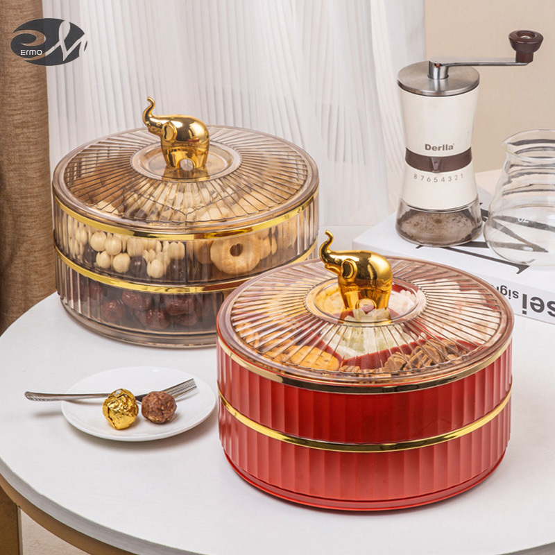 Ermo Rotating fruit tray, home living room coffee table, creative melon seeds, snacks, dried fruits, nuts, candies, storage box, divided fruit tray ราคา 358 บาท*ส่งฟรี