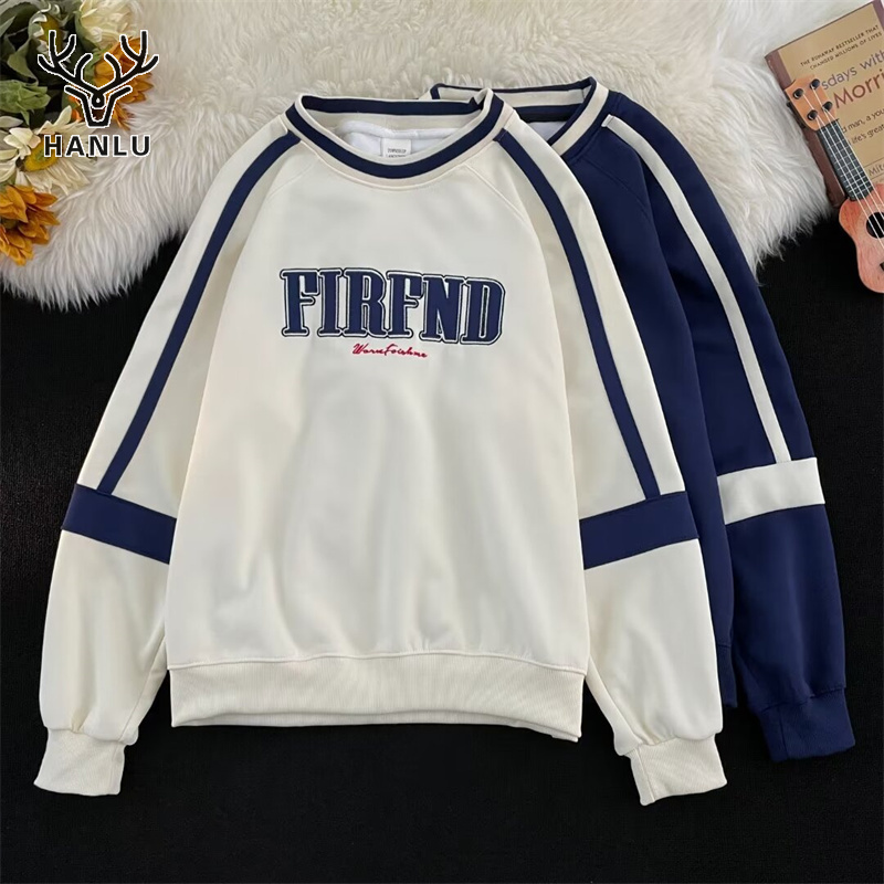 Hanlu áo tay dài nam sweater Người Đàn Ông Của Thời Trang Giản Dị Áo Nỉ Đẹp Trai Áo Thun Áo Monogram In dài tay Áo