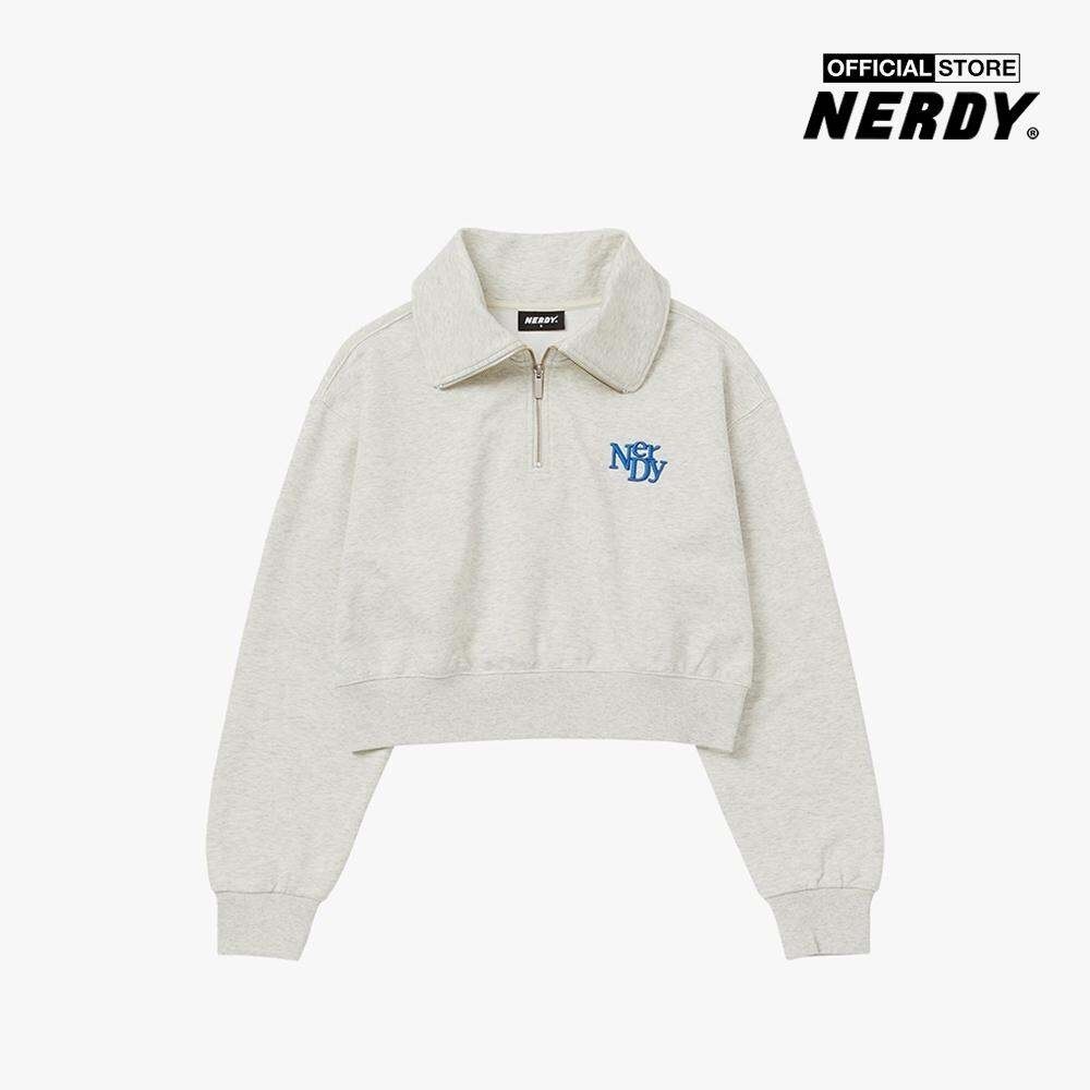 [Deal sinh nhật + Voucher đến 333K + Freeship + 24.03 - 31.03] NERDY - Áo sweatshirt nữ cổ bẻ phom croptop Half Zip Up PNEF23SW11-04
