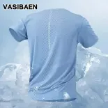 VASIBAEN  Áo thun nam thể thao thoáng khí khô nhanh mùa hè để tập luyện chạy tập thể dục với thiết kế lưới