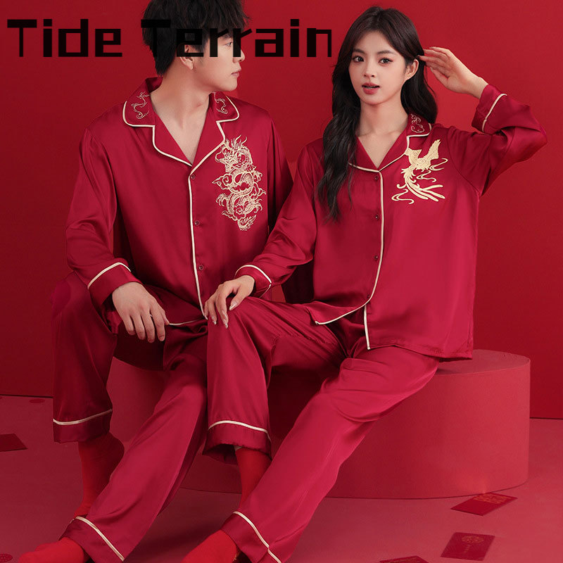 Couple pajama set for men and women Wedding red loungewear Honmei red pajamas ราคา  504 บาท*ส่งฟรี
