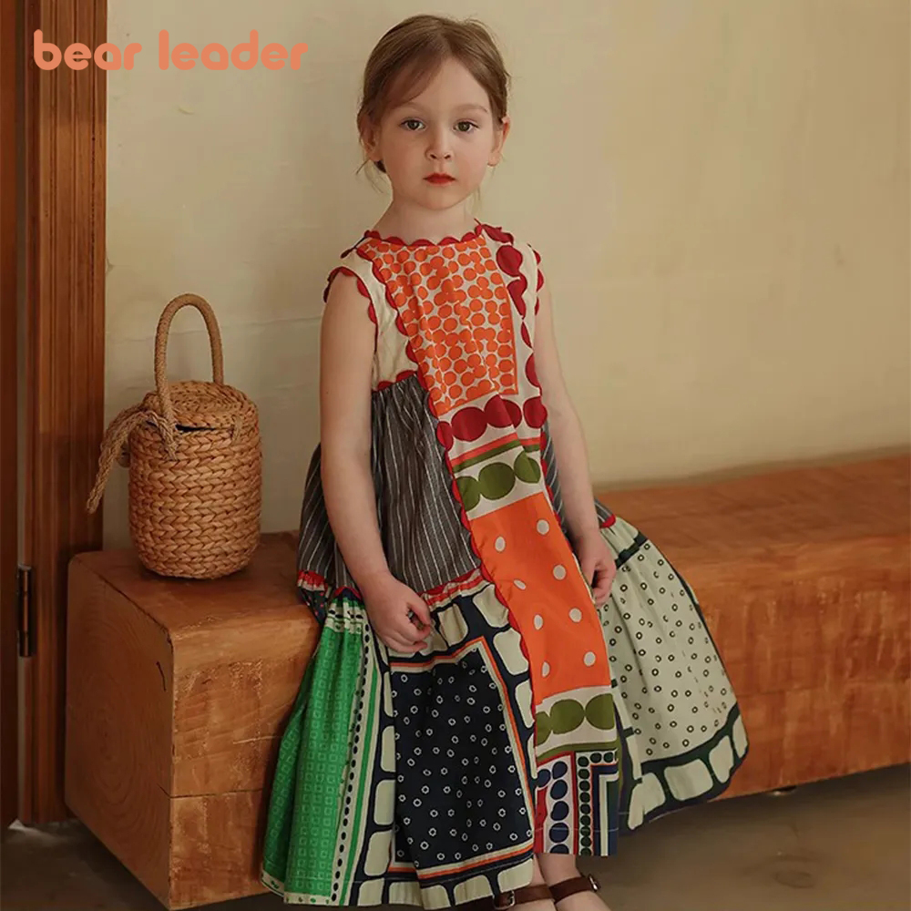 Bear Leader Girls Dress Summer Children s Fashion Round Neck Sleeveless