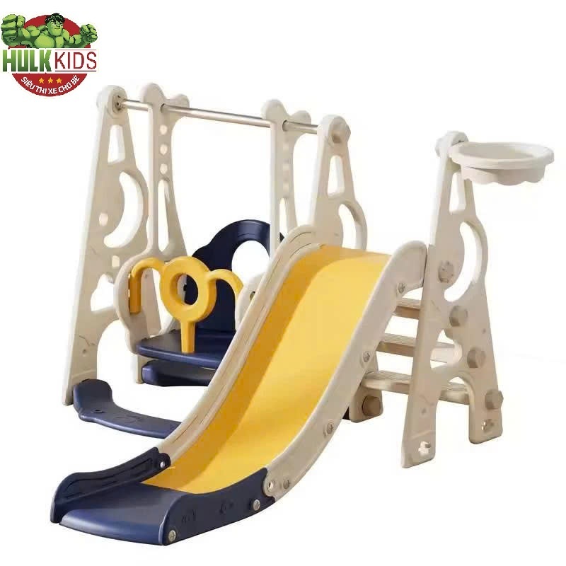 Bộ cầu trượt - xích đu - bóng rổ Pakey cho bé có đủ màu full hộp_Hulk.Kids
