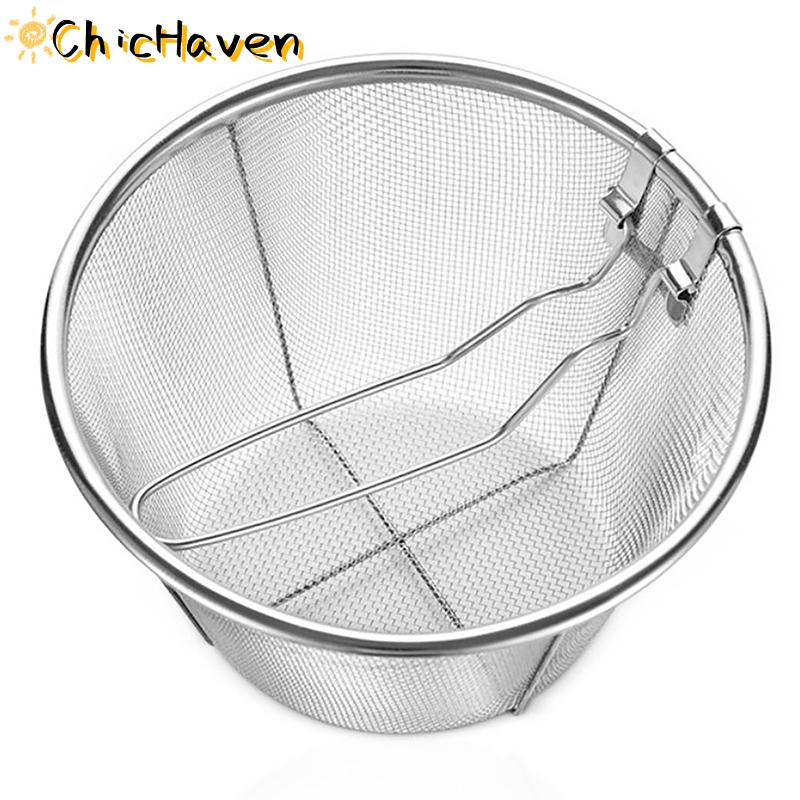 ChicHaven Pháp chip chiên Lọc Giỏ thép không gỉ sâu Fry giỏ bếp Vòng Nồi chiên dây lưới với xử lý dây colander lưới