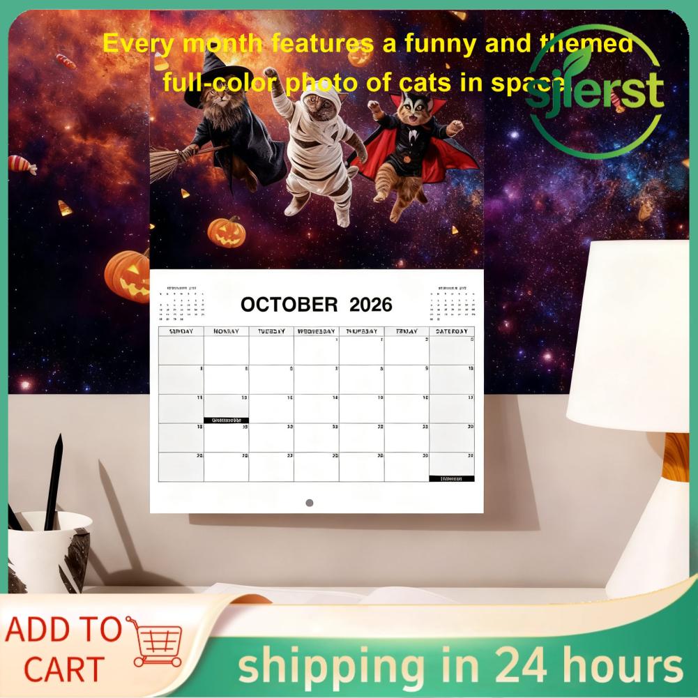 sjlerst 2026 Space Cats Lịch Mèo Vui Nhộn Theo Chủ Đề Hiện Tại Lịch Kế hoạch Giấy Đồng Tấm