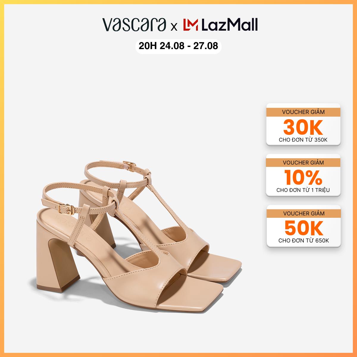 Vascara giày sandals block heel t-strap cách điệu - sdn 0783