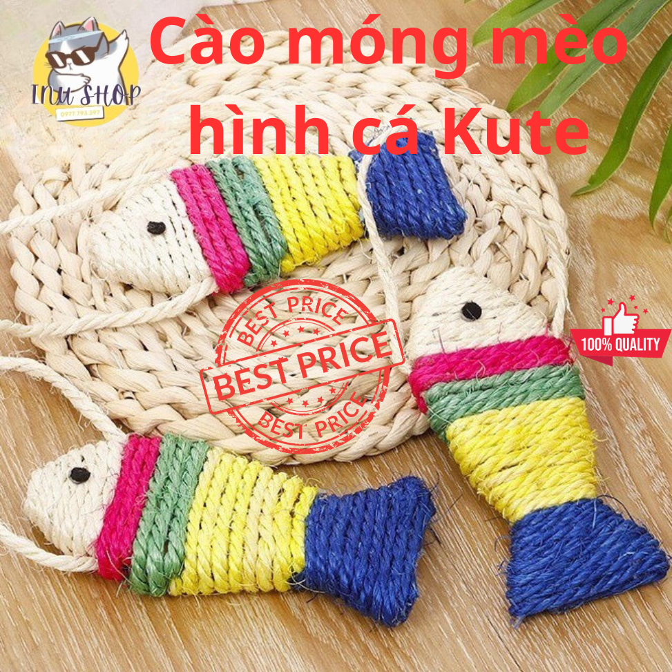 Đồ chơi cào móng cho mèo bằng dây thừng tết hình con cá siêu kute